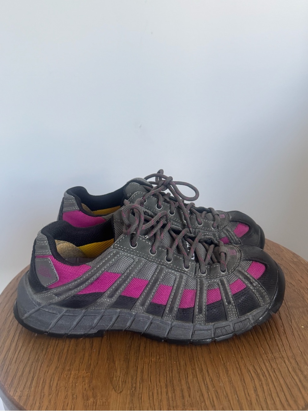 Cat Gray and Pink steel toe shoes Lace-Up Sneakers - Picture 5 of 7